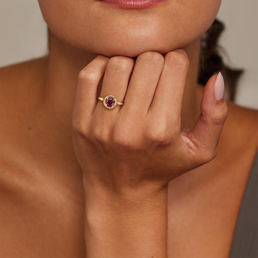 Andrea Moyo Garnet Bezel Prong Diamond Ring - Image 4