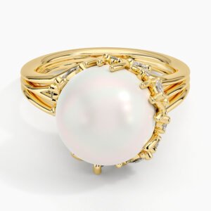 Cotillion Cultured Pearl and Diamond Cocktail Diamond Ring